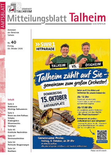 NUSSBAUM+ Premium - Mitteilungsblatt der Gemeinde Talheim (Heilbronn)