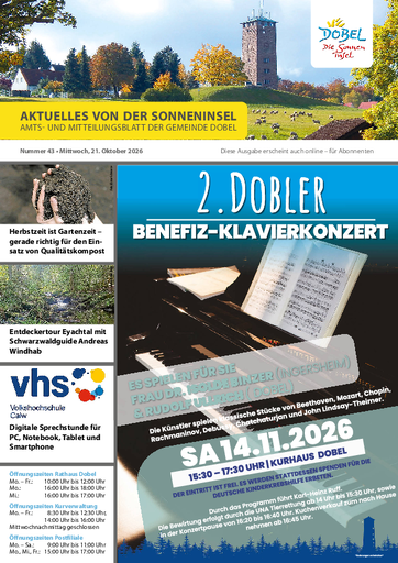 NUSSBAUM+ Premium - Aktuelles von der Sonneninsel - Amts- und Mitteilungsblatt der Gemeinde Dobel