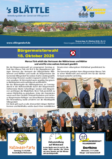 NUSSBAUM+ Premium - `s Blättle – Mitteilungsblatt der Gemeinde Villingendorf