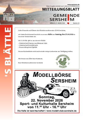 NUSSBAUM+ Premium - `s Blättle – Mitteilungsblatt Gemeinde Sersheim