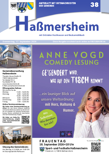 NUSSBAUM+ Premium - Amtsblatt mit Ortsnachrichten der Gemeinde Haßmersheim